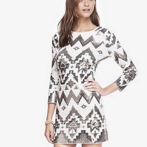 EXPRESS Aztek Style Dress in White